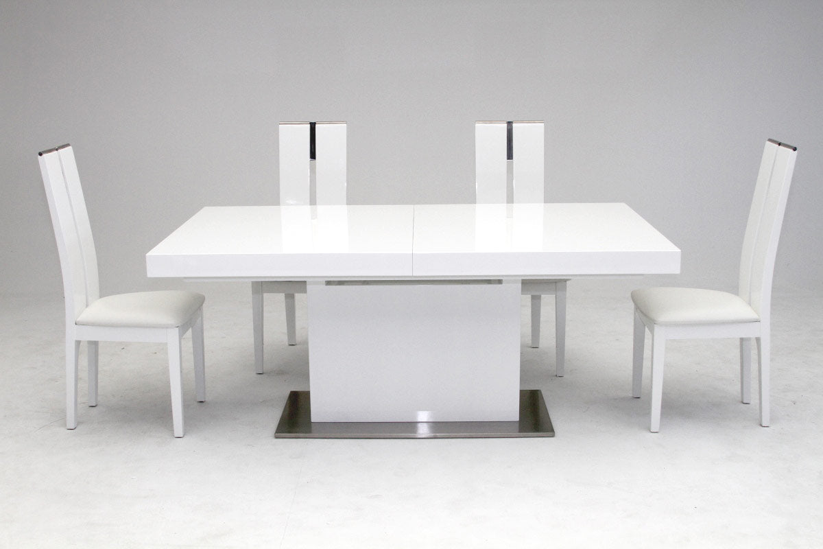 Zenith Modern White Extendable Dining Table