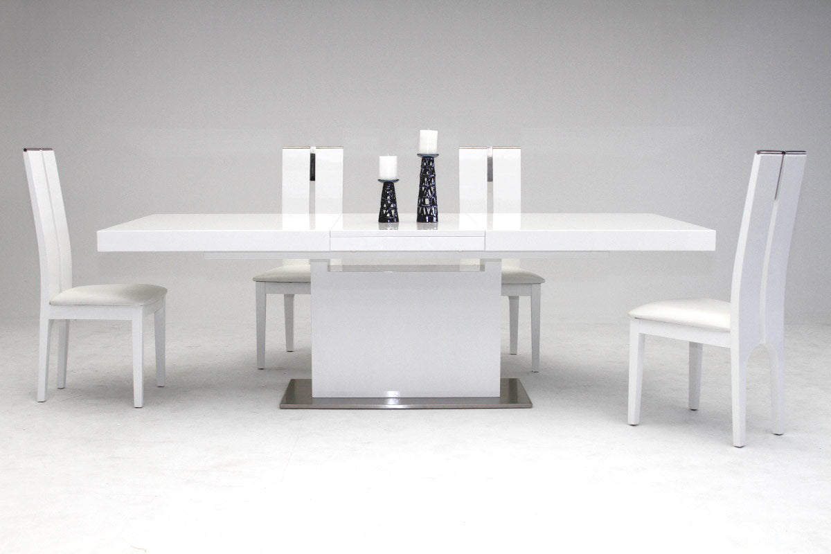 Zenith Modern White Extendable Dining Table