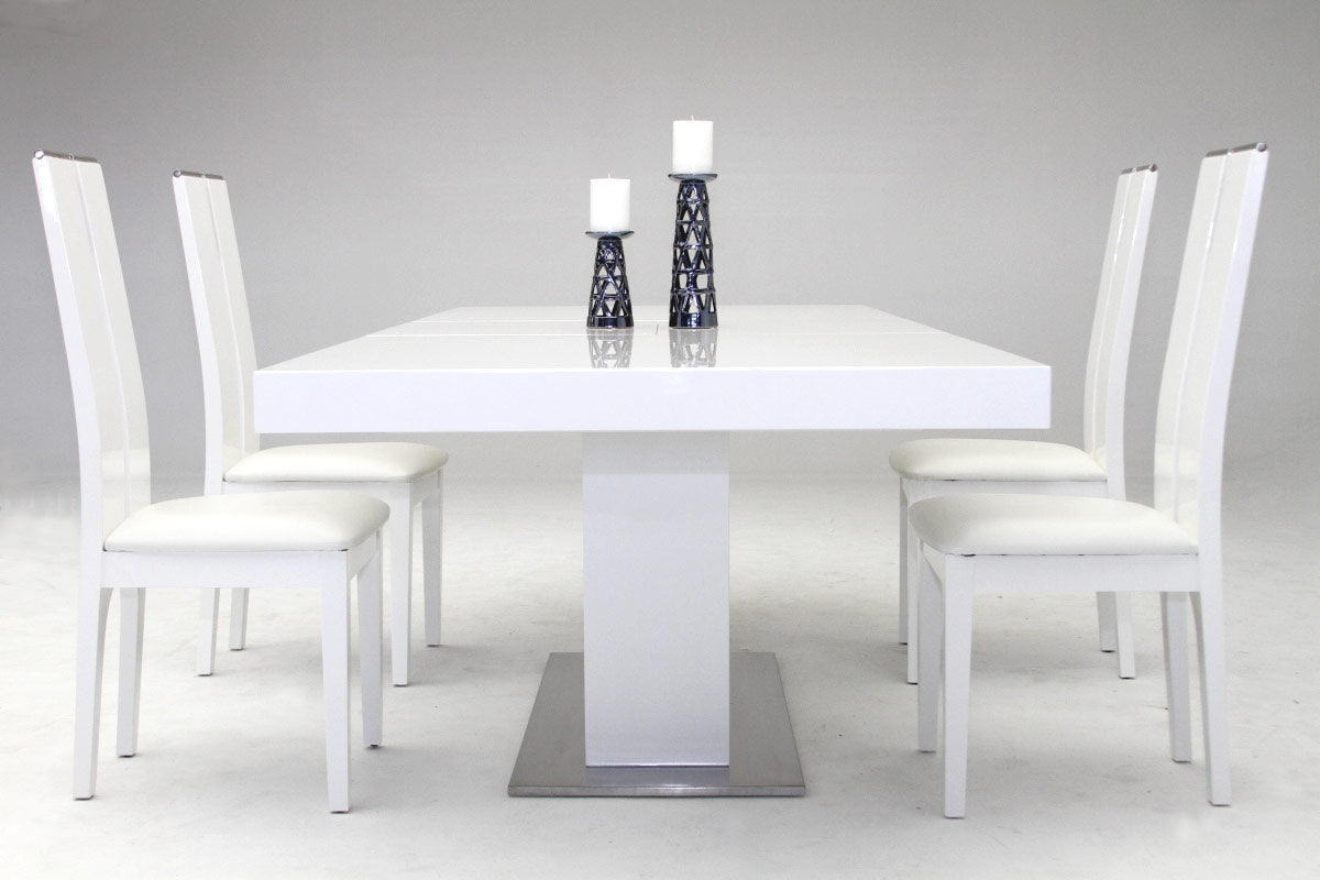 Zenith Modern White Extendable Dining Table