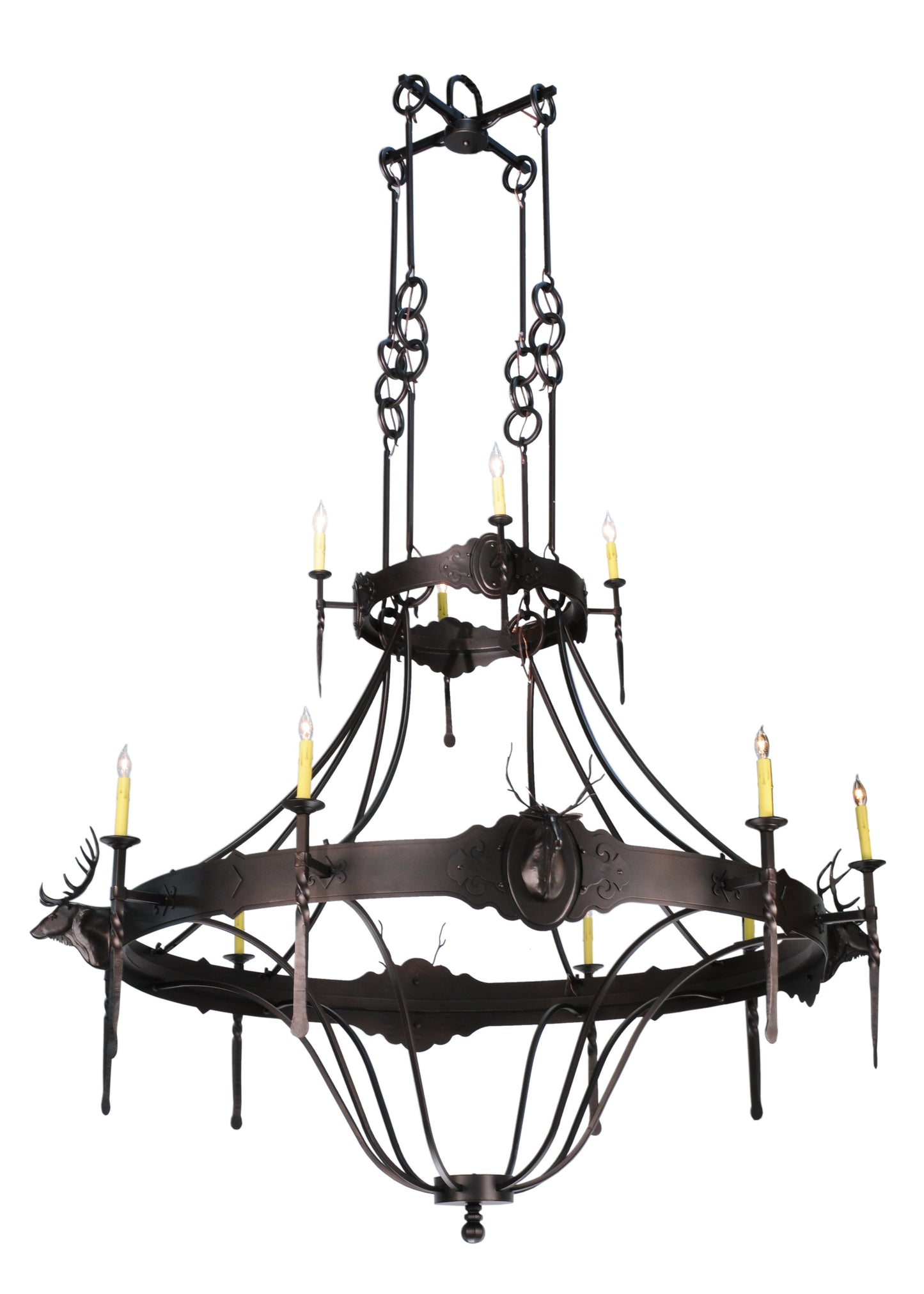 72" Stag 12-Light Two Tier Chandelier by 2nd Ave Lighting