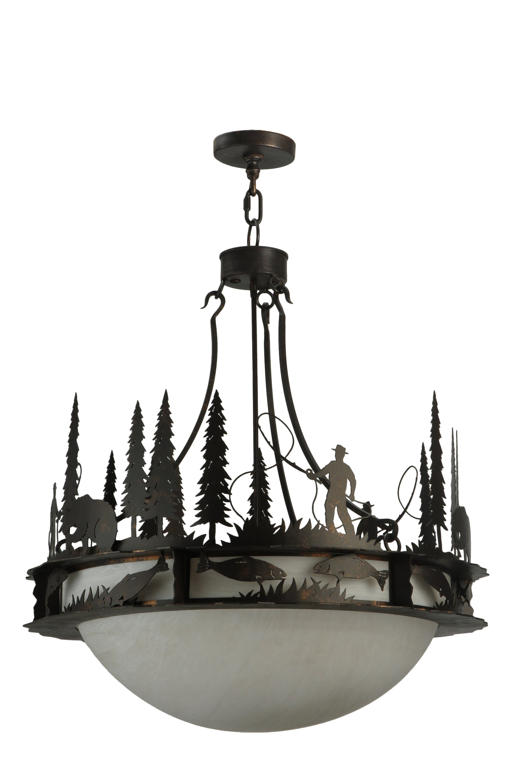 32" Fisherman Grizzly Bear Inverted Pendant by 2nd Ave Lighting