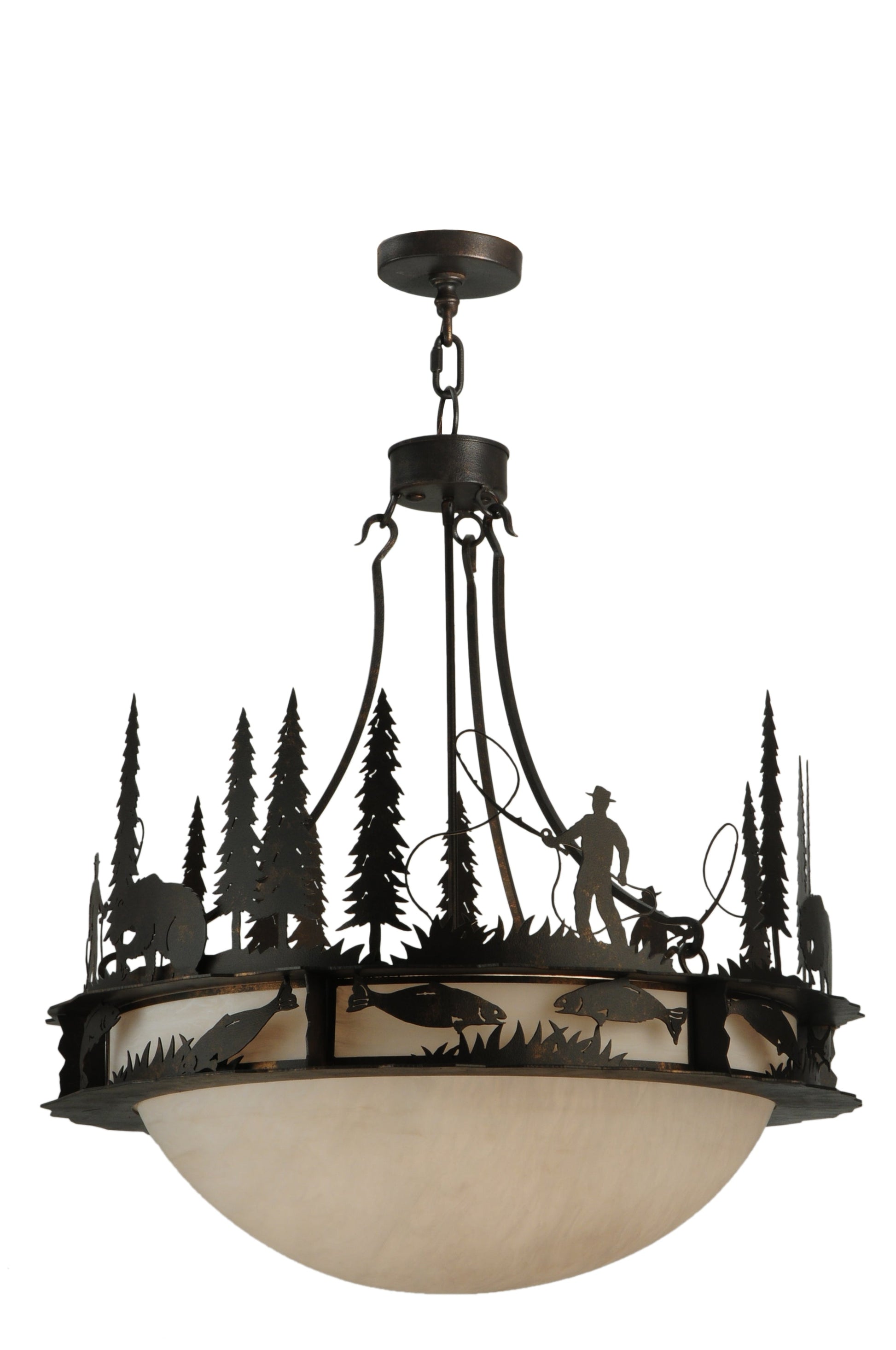 32" Fisherman Grizzly Bear Inverted Pendant by 2nd Ave Lighting