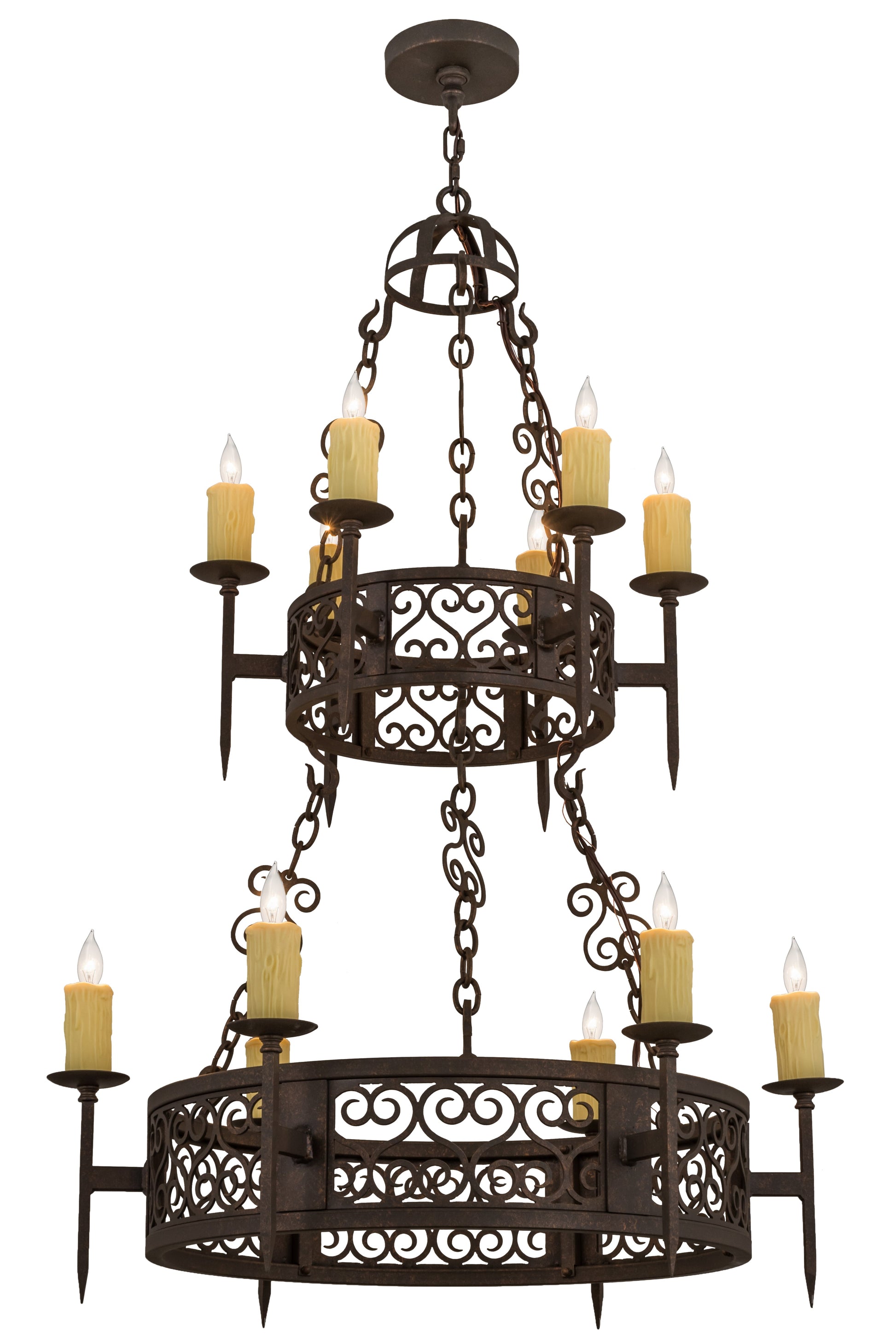 36" Toscano 12-Light Two Tier Chandelier by 2nd Ave Lighting