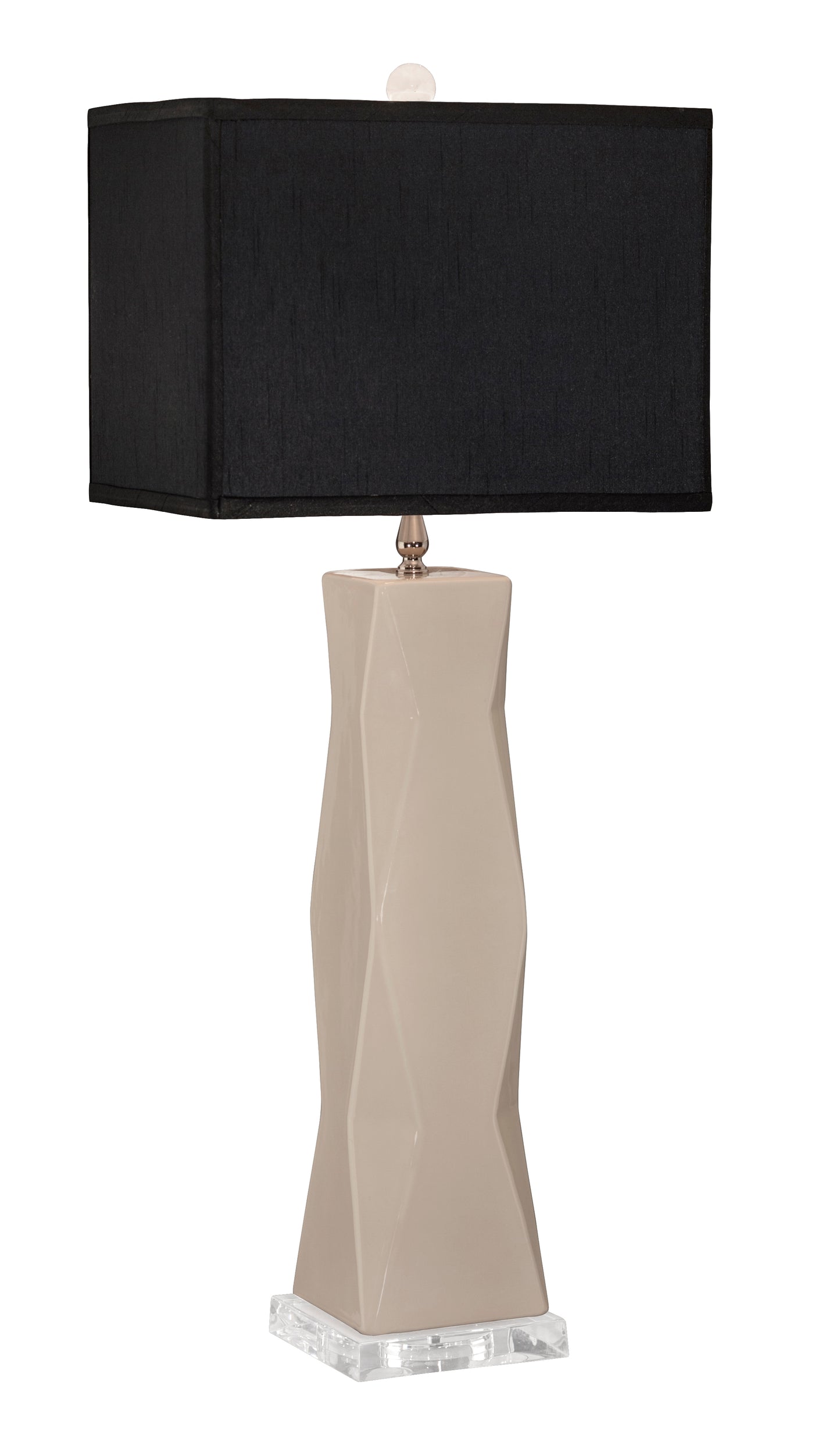 Thumprints Geo Ivory Black Rectangle Table Lamp 1219-ASL-2090