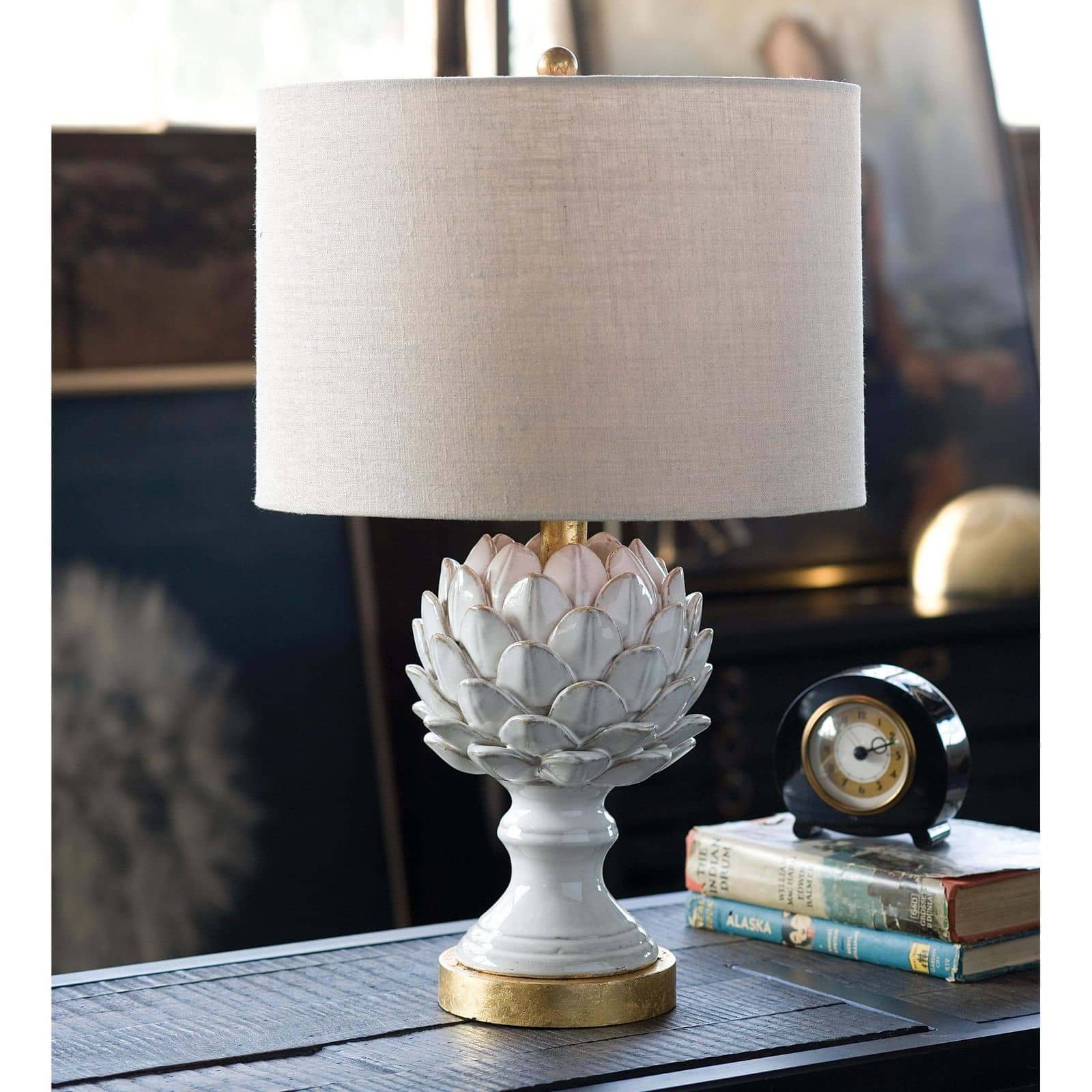 Regina Andrew Leafy Artichoke Ceramic Table Lamp in Off White
