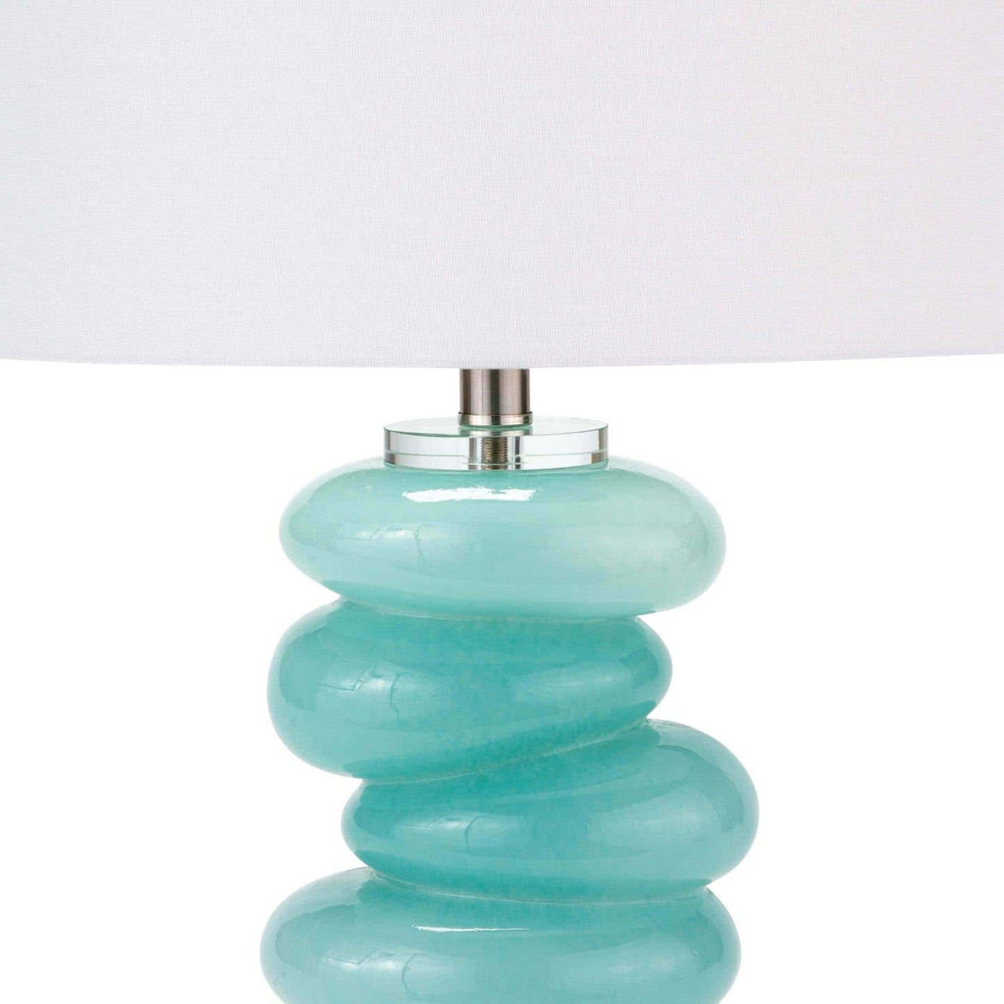 Regina Andrew Stacked Pebble Glass Table Lamp in Aqua