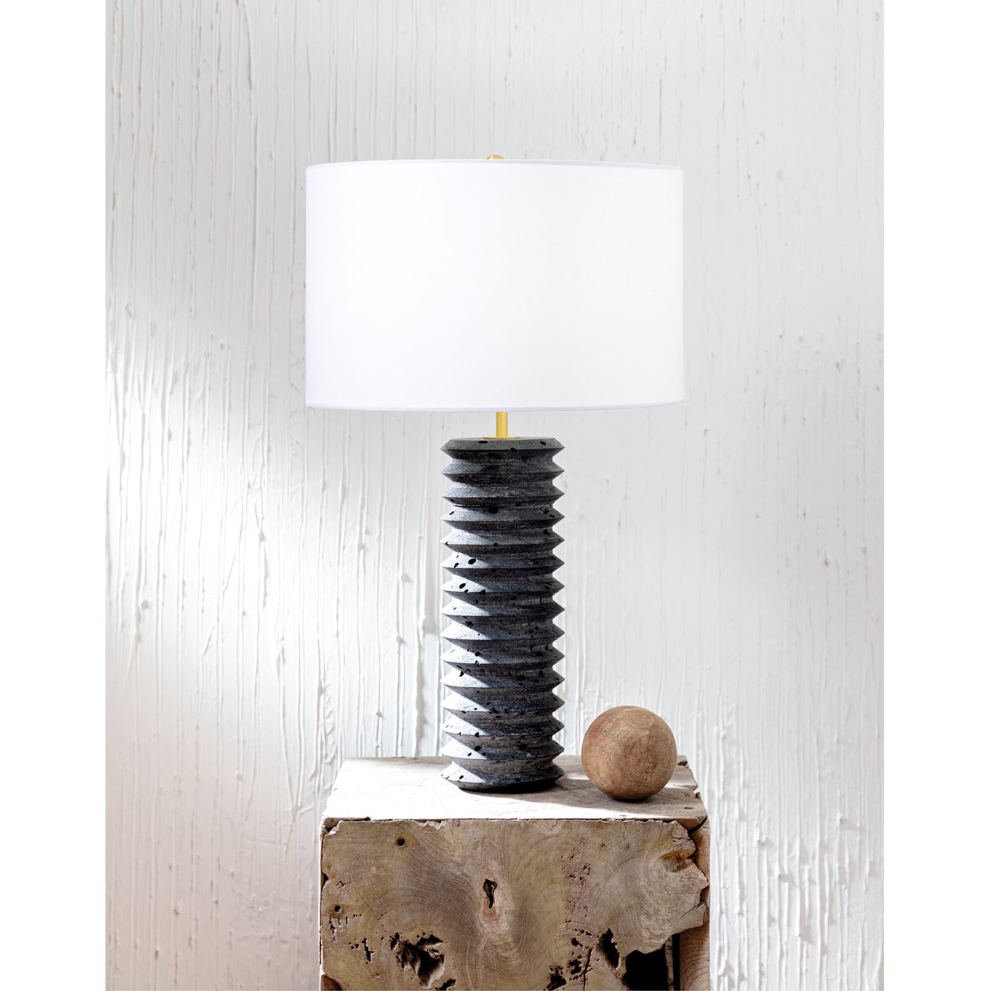 Regina Andrew Noir Column Travertine Lamp