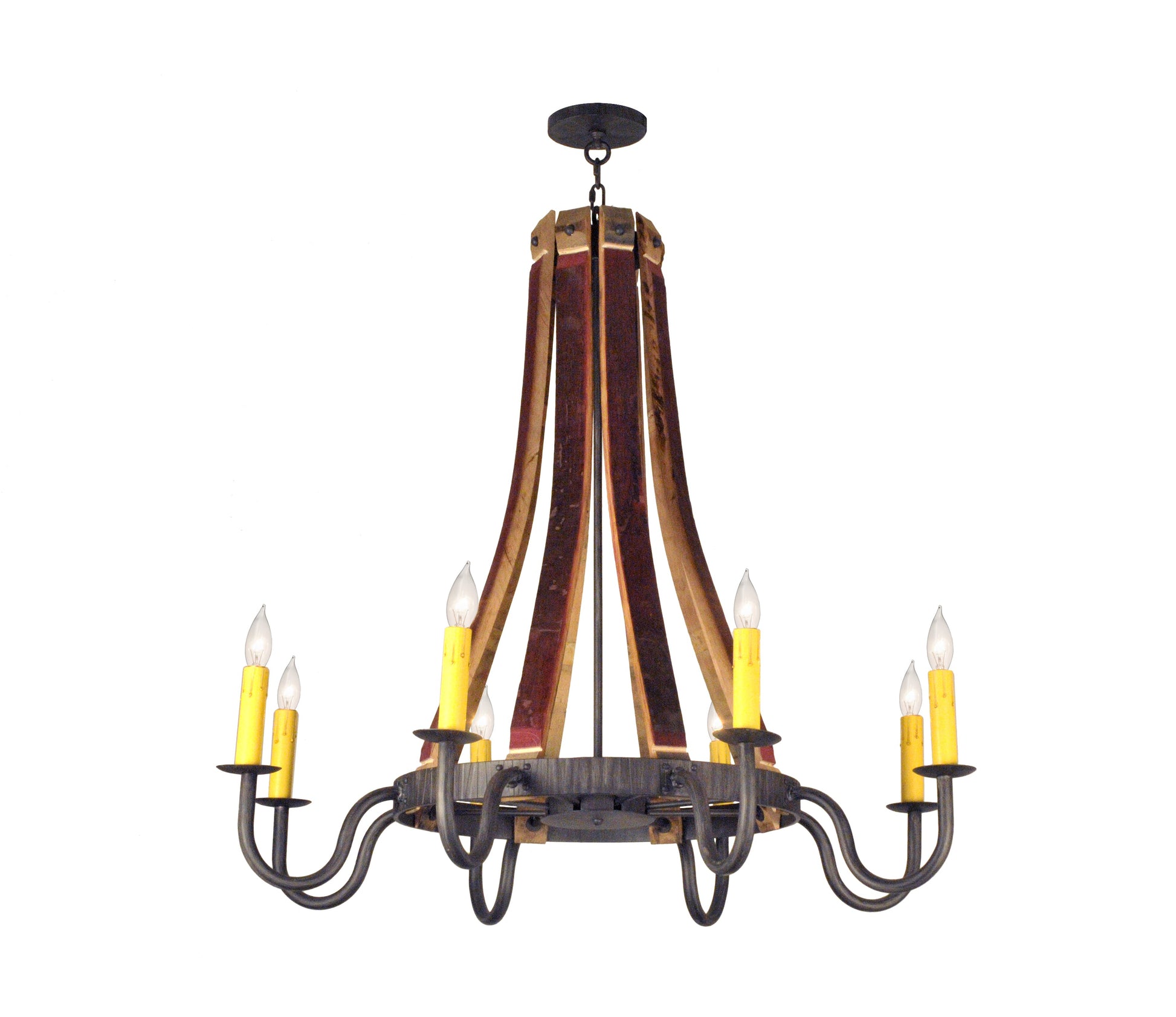 44" Barrel Stave Madera 8-Light Chandelier by 2nd Ave Lighting