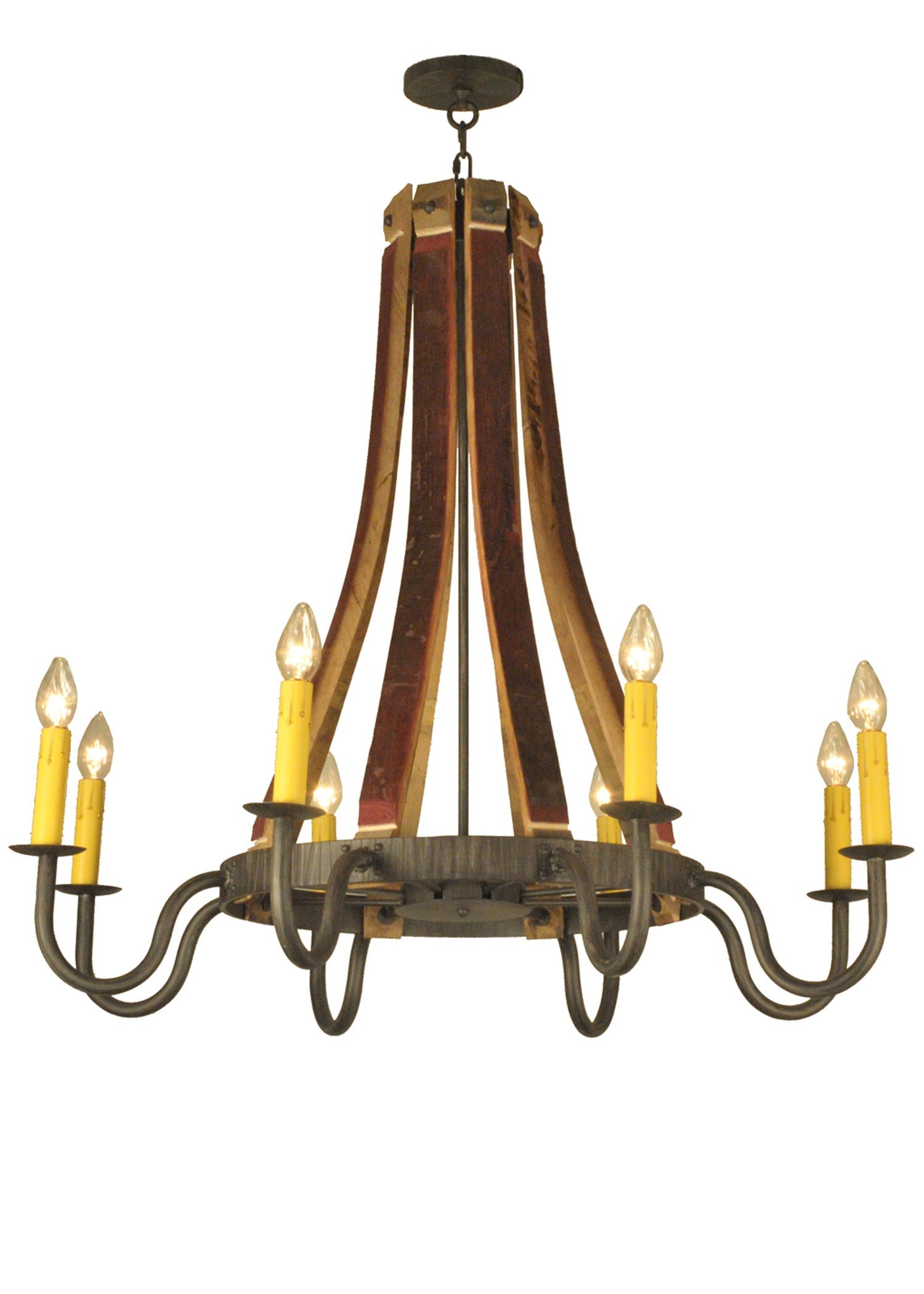 44" Barrel Stave Madera 8-Light Chandelier by 2nd Ave Lighting