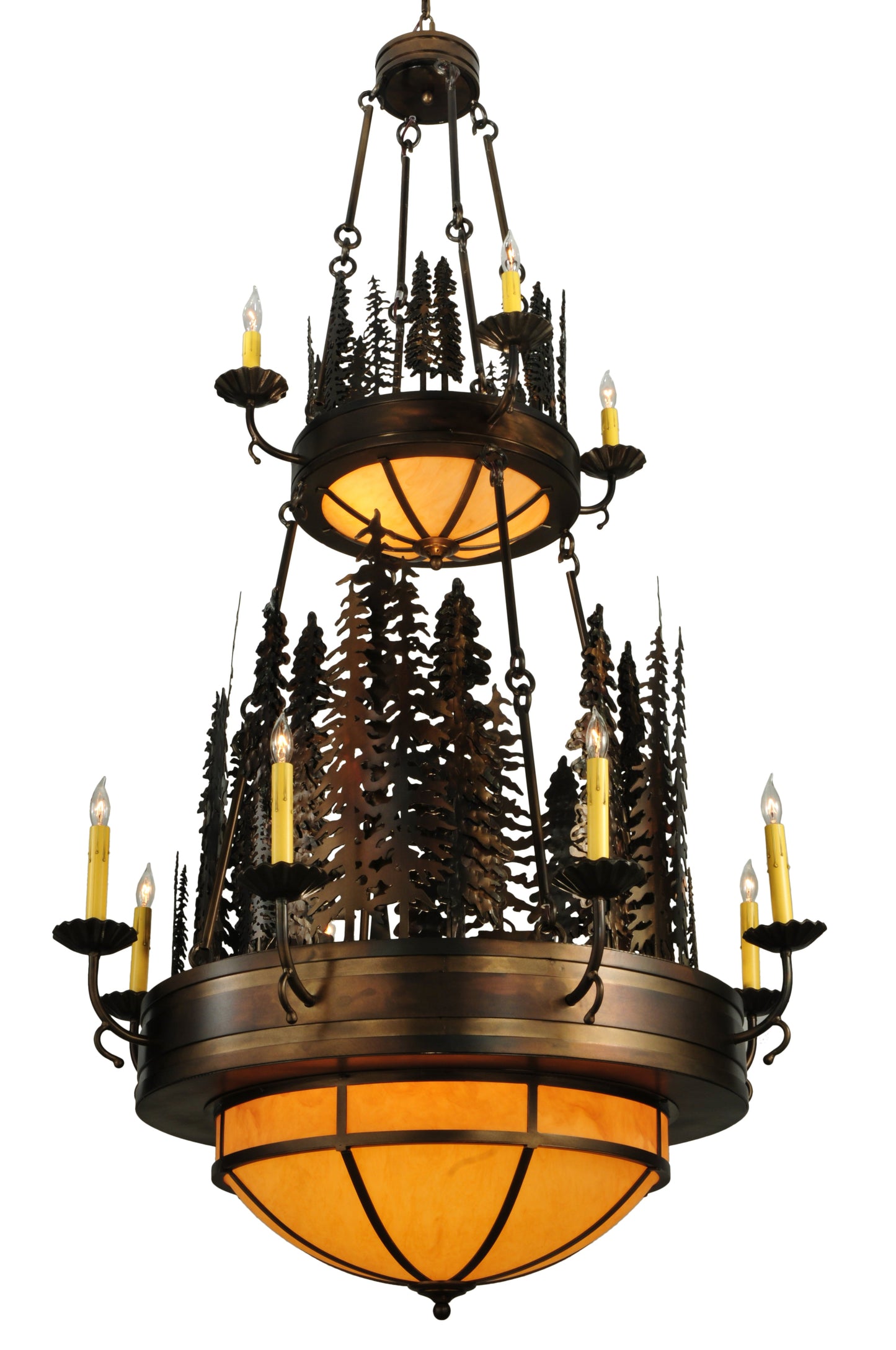 40" Walden Pine 14-Light Two Tier Chandelier by 2nd Ave Lighting