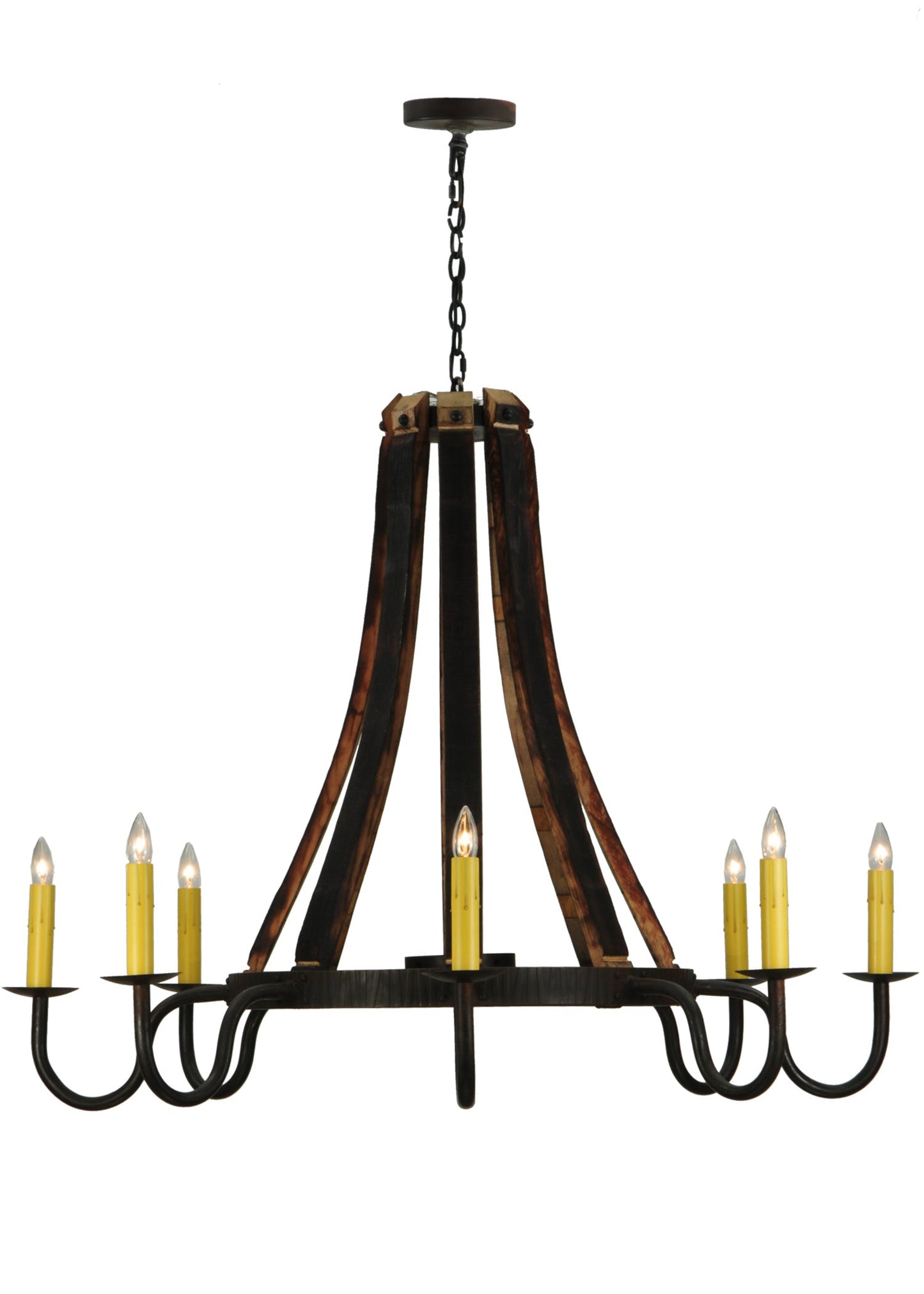 50" Barrel Stave Madera 8-Light Chandelier by 2nd Ave Lighting