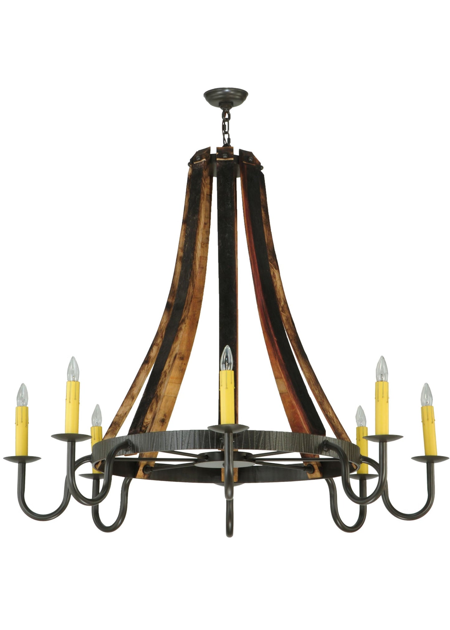 48" Barrel Stave Madera 8-Light Chandelier by 2nd Ave Lighting