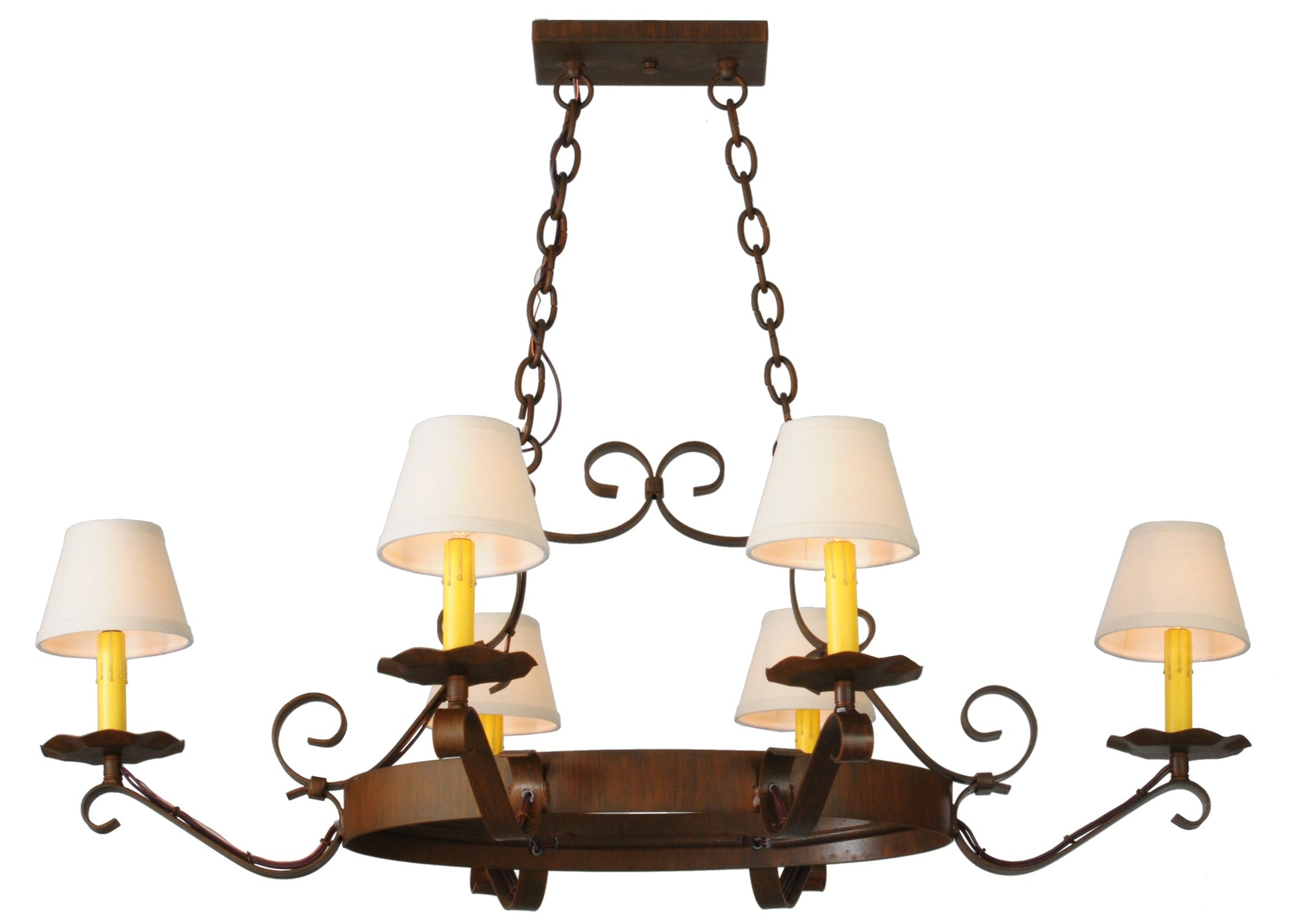 40" Handforged Oval 6-Light Chandelier by 2nd Ave Lighting