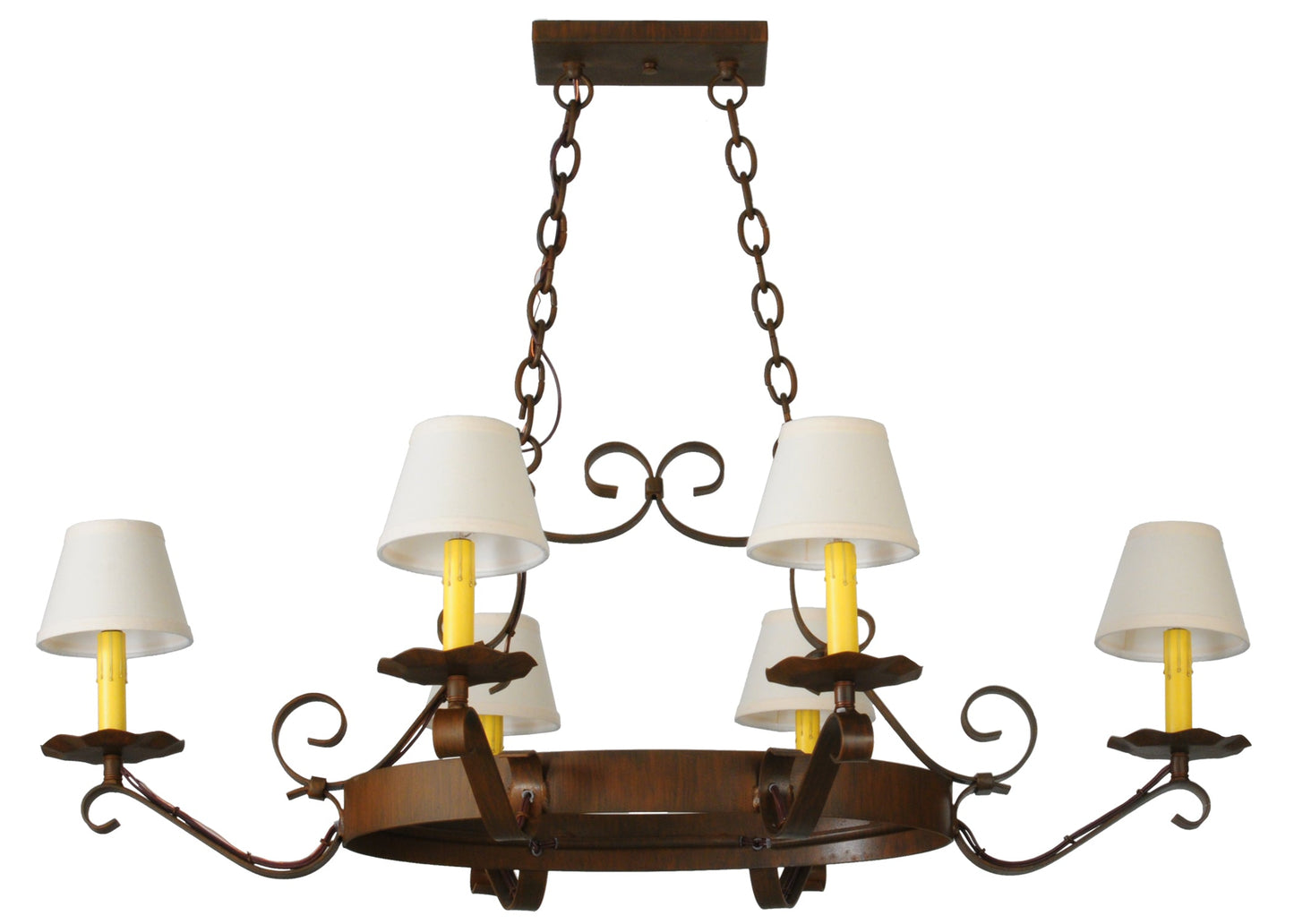 40" Handforged Oval 6-Light Chandelier by 2nd Ave Lighting