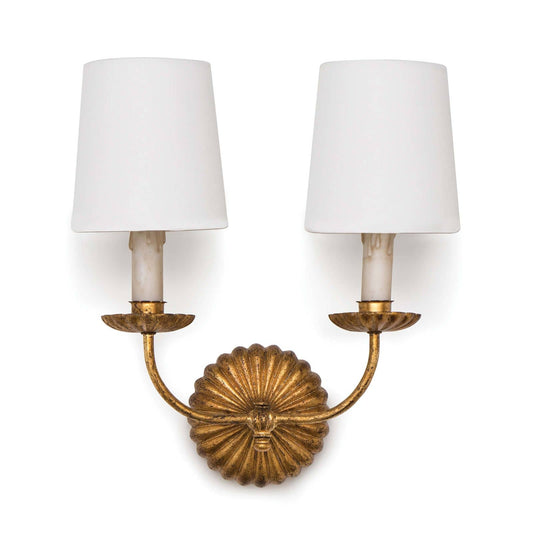 Regina Andrew Clove Sconce Double in Antique Gold Leaf