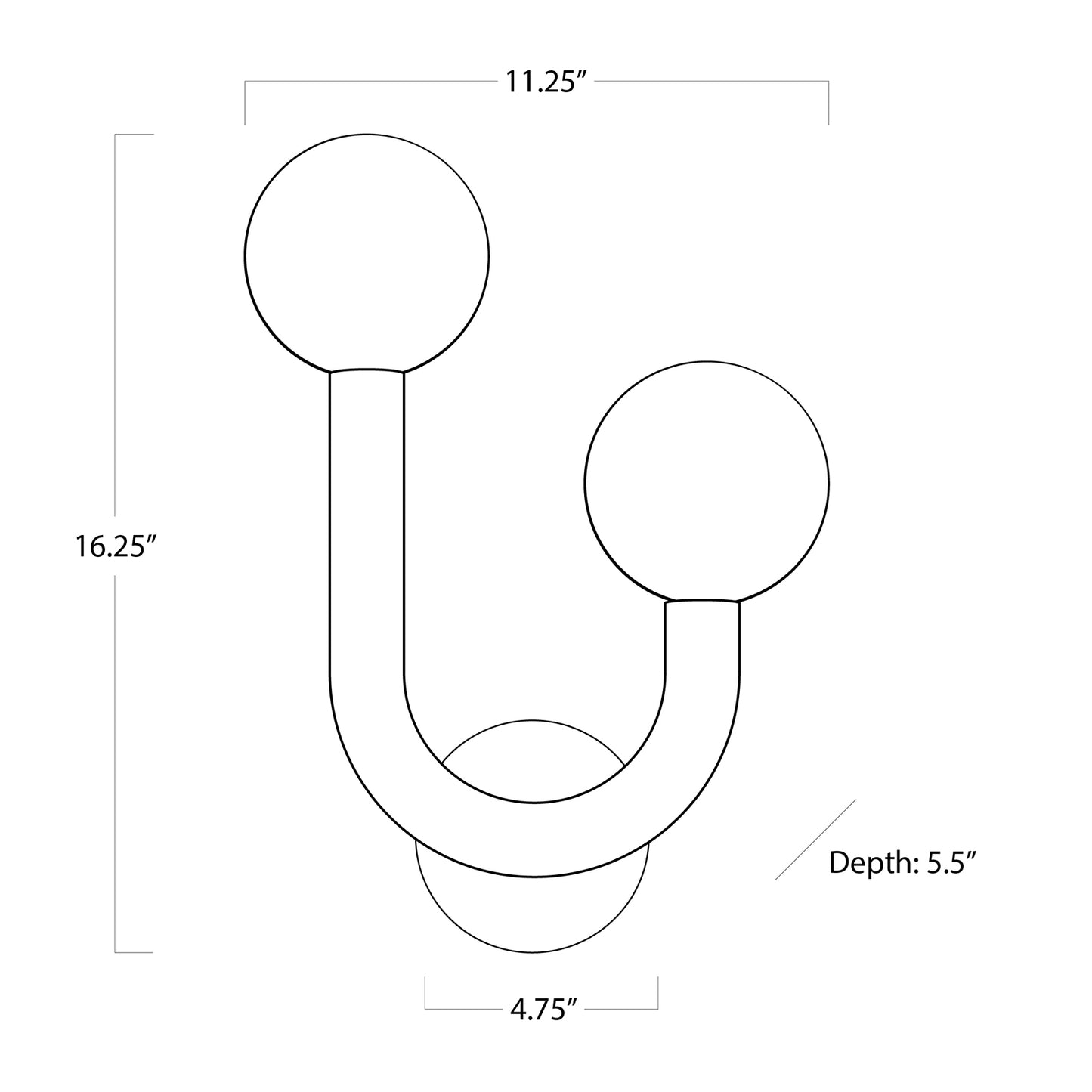 Regina Andrew Happy Sconce Right Side in Natural Brass