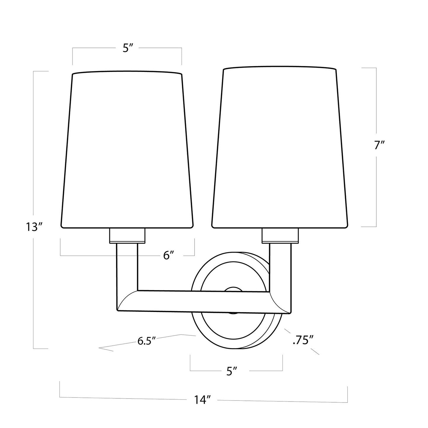 Regina Andrew Legend Sconce Double in Oil Rubbed Bronze