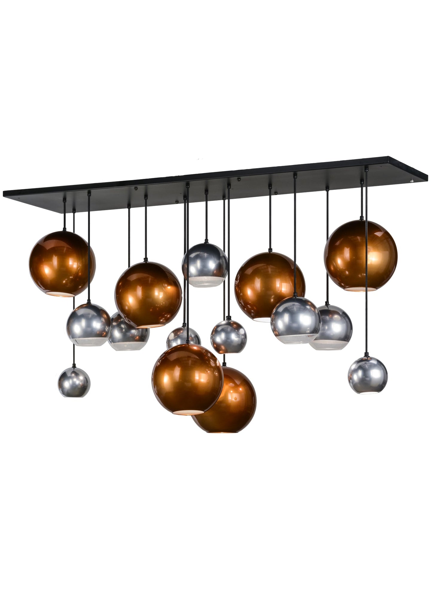 72" Bola Metalica 15-Light Cascading Pendant by 2nd Ave Lighting