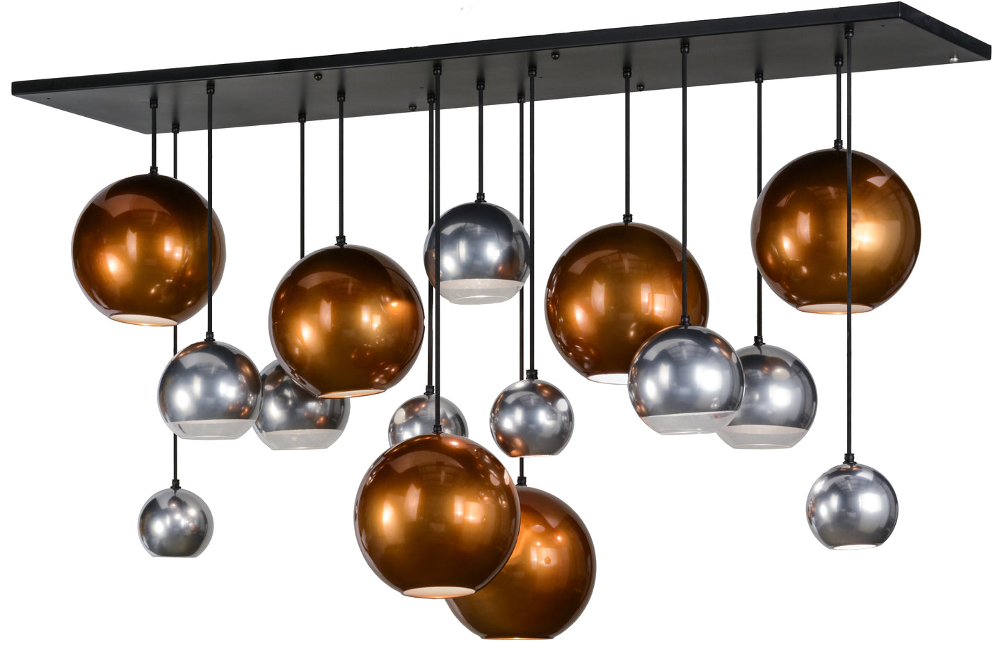 72" Bola Metalica 15-Light Cascading Pendant by 2nd Ave Lighting