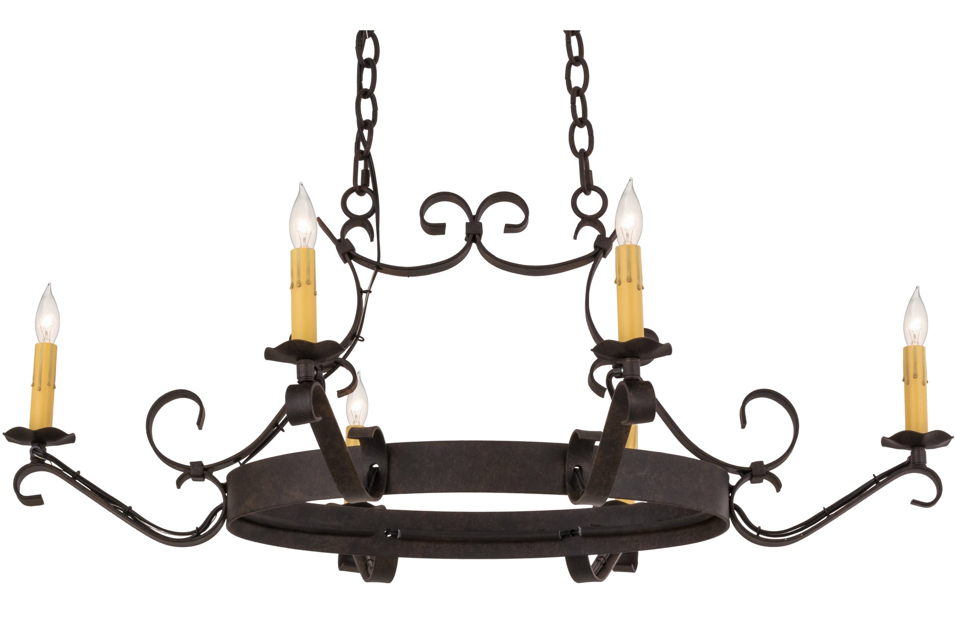 38" Handforged 6-Light Oval Chandelier by 2nd Ave Lighting