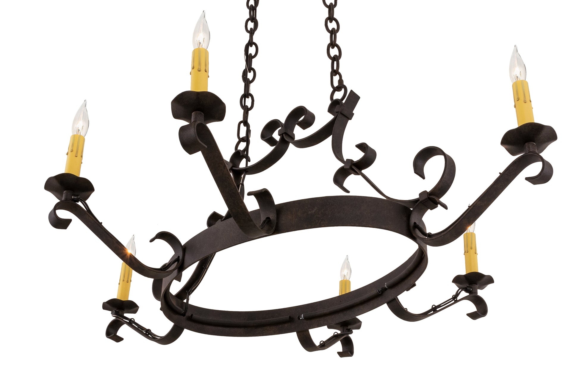38" Handforged 6-Light Oval Chandelier by 2nd Ave Lighting