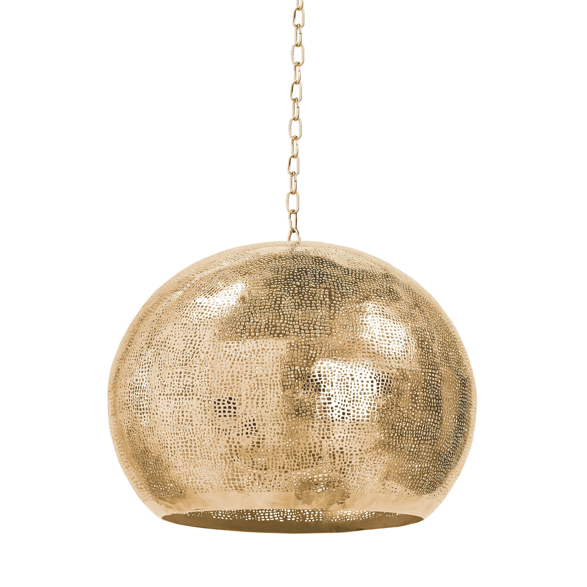 Regina Andrew Pierced Metal Sphere Pendant in Natural Brass