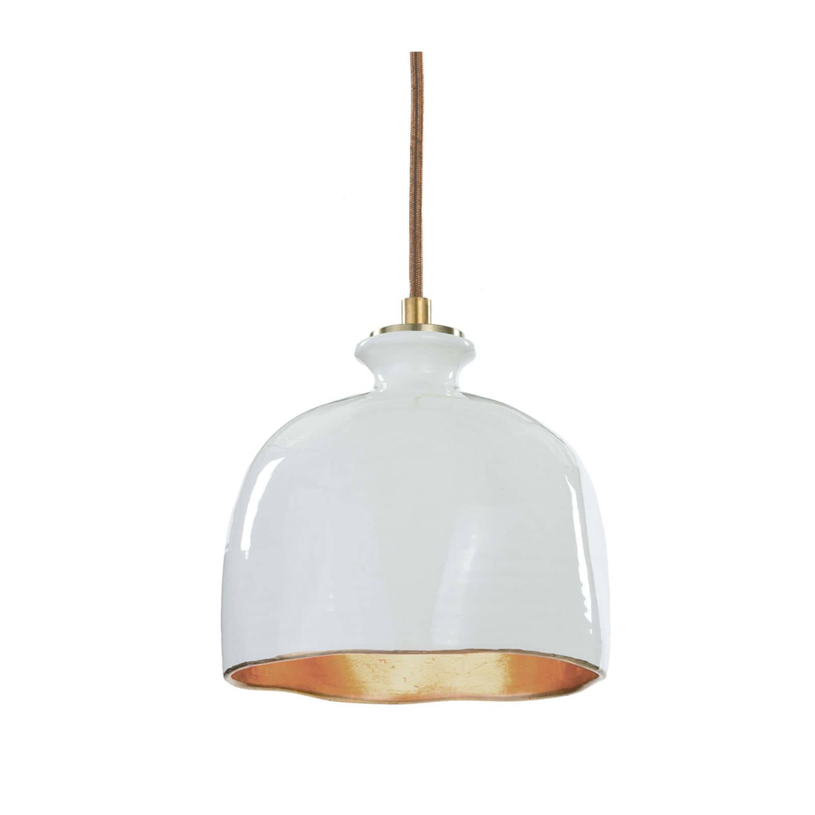 Regina Andrew Bianca Ceramic Pendant in Gloss White and Gold