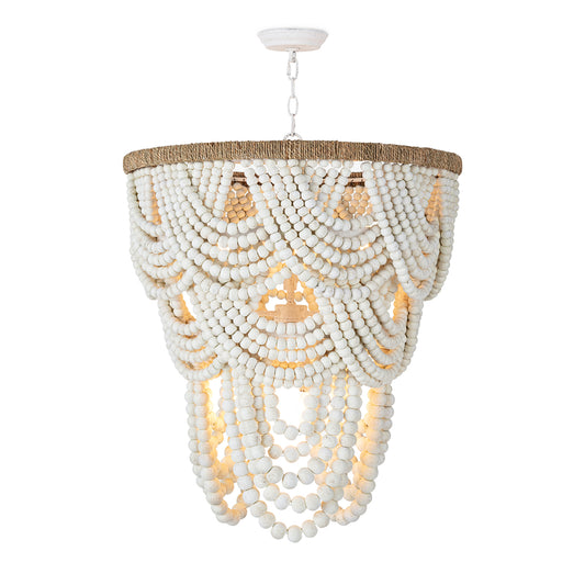 Regina Andrew Lorelei Wood Bead Chandelier in White