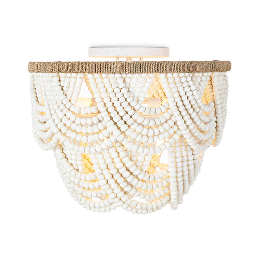 Regina Andrew Lorelei Wood Bead Flush Mount in White