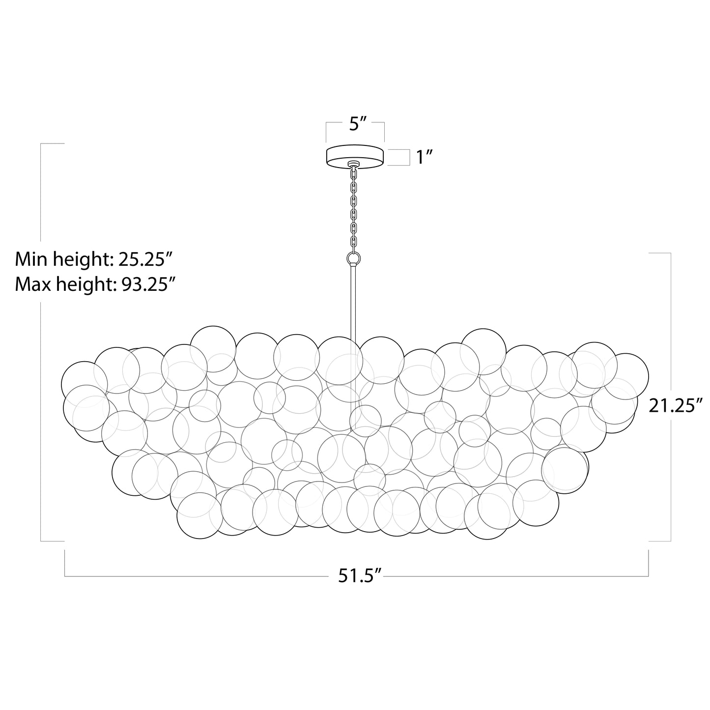 Regina Andrew Bubbles Chandelier Linear in Clear Natural Brass