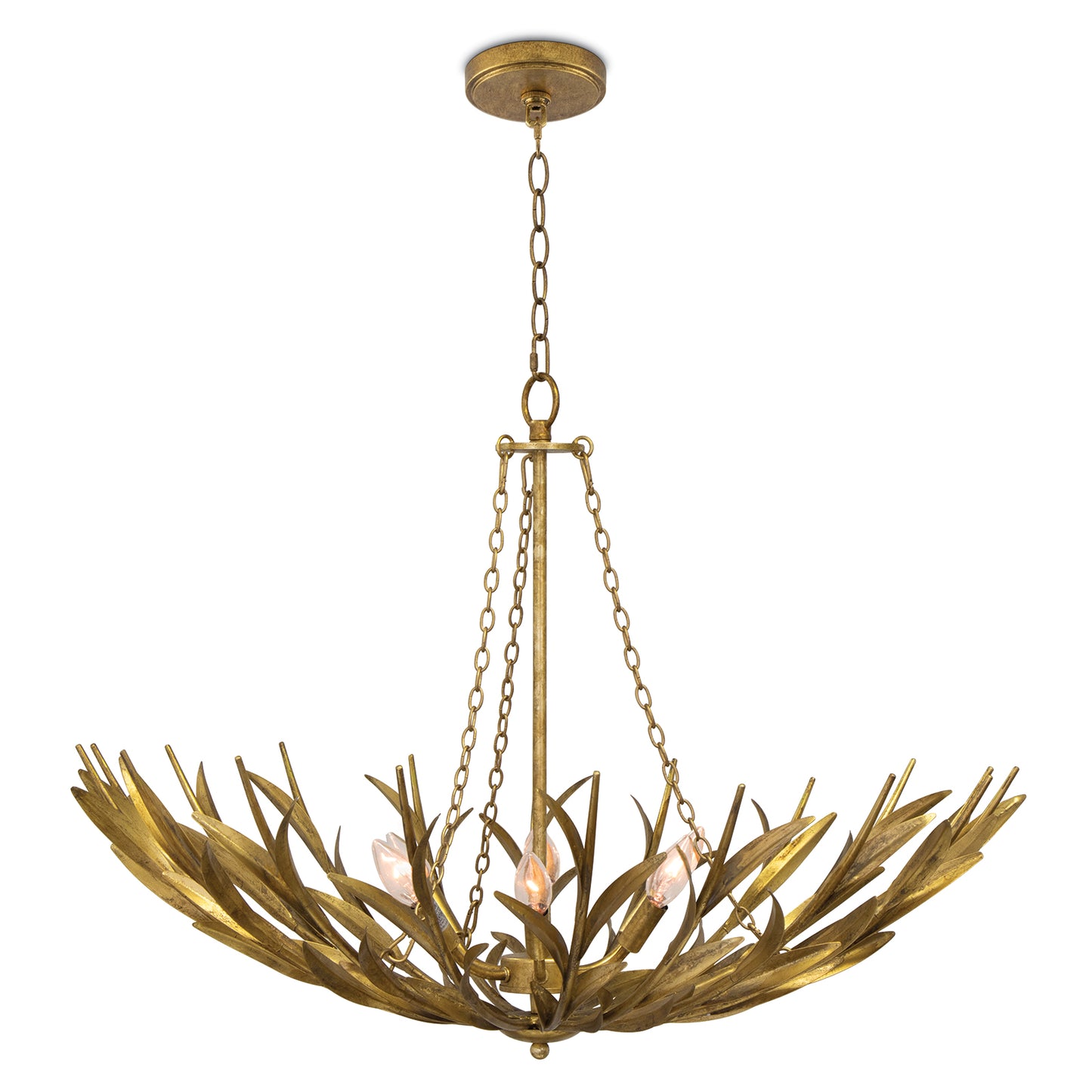 Regina Andrew River Reed Basin Chandelier in Antique Gold Leaf