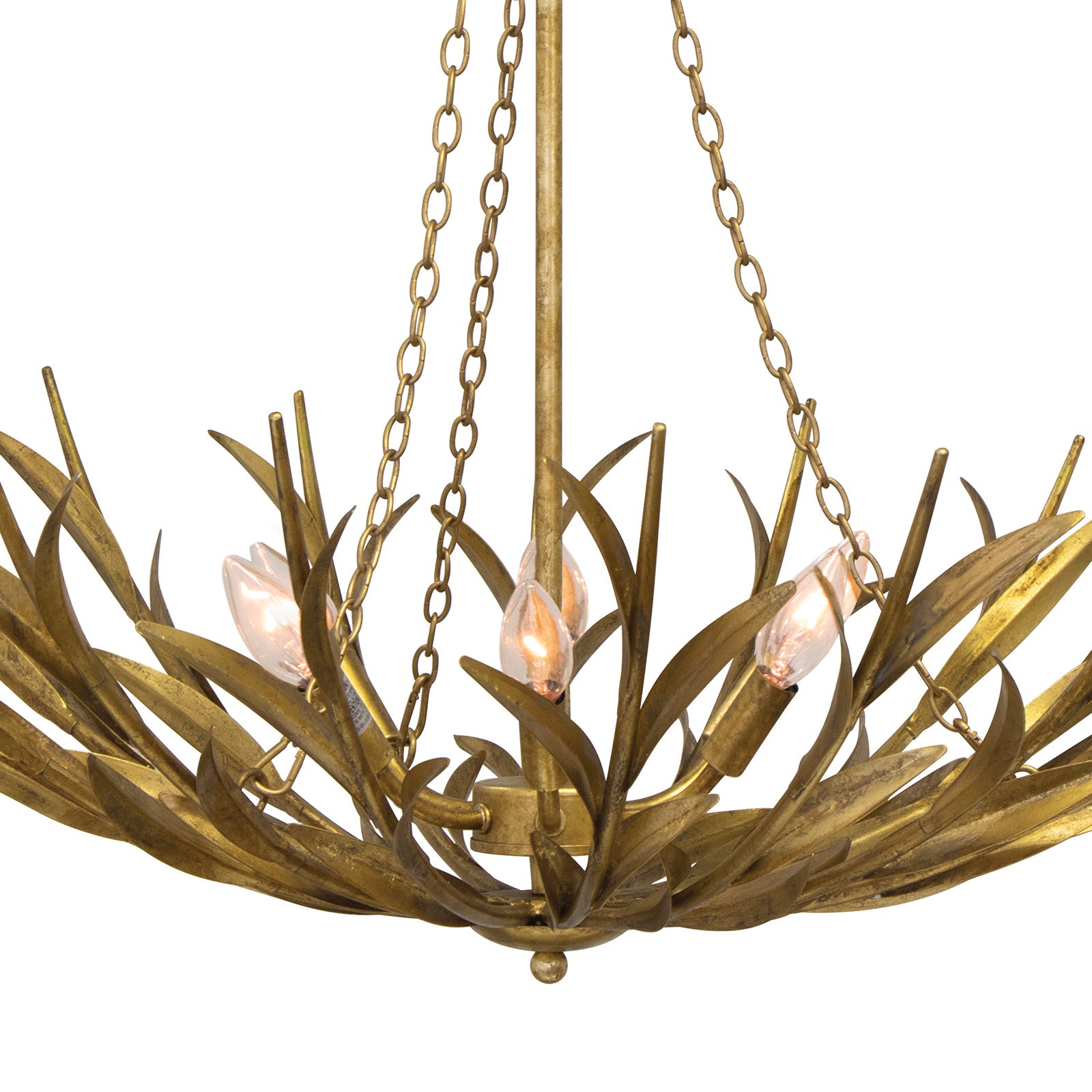 Regina Andrew River Reed Basin Chandelier in Antique Gold Leaf