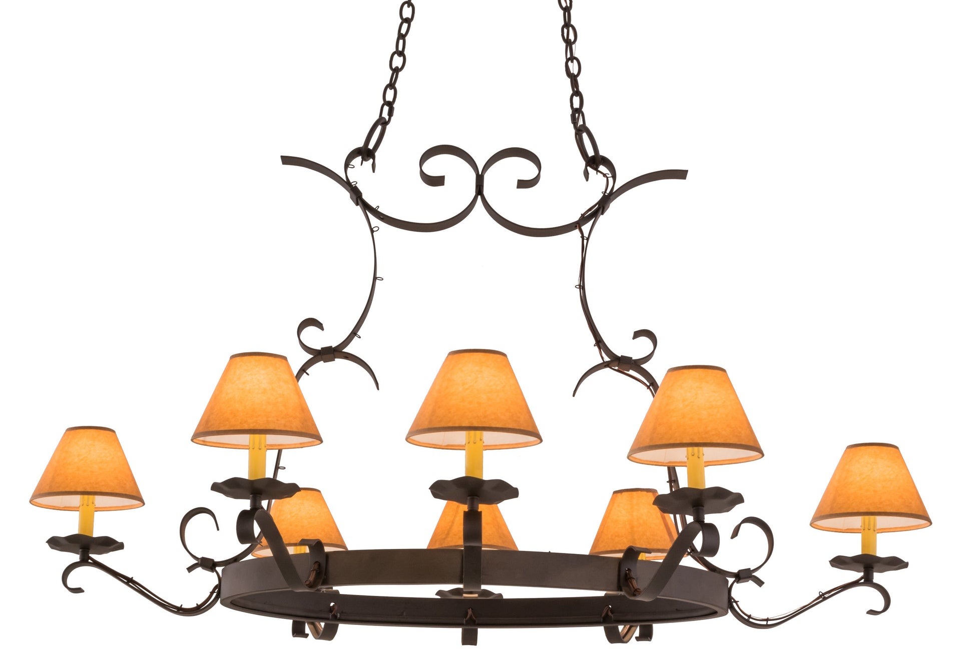 53" Long Handforged 8-Light Oblong Chandelier by 2nd Ave Lighting