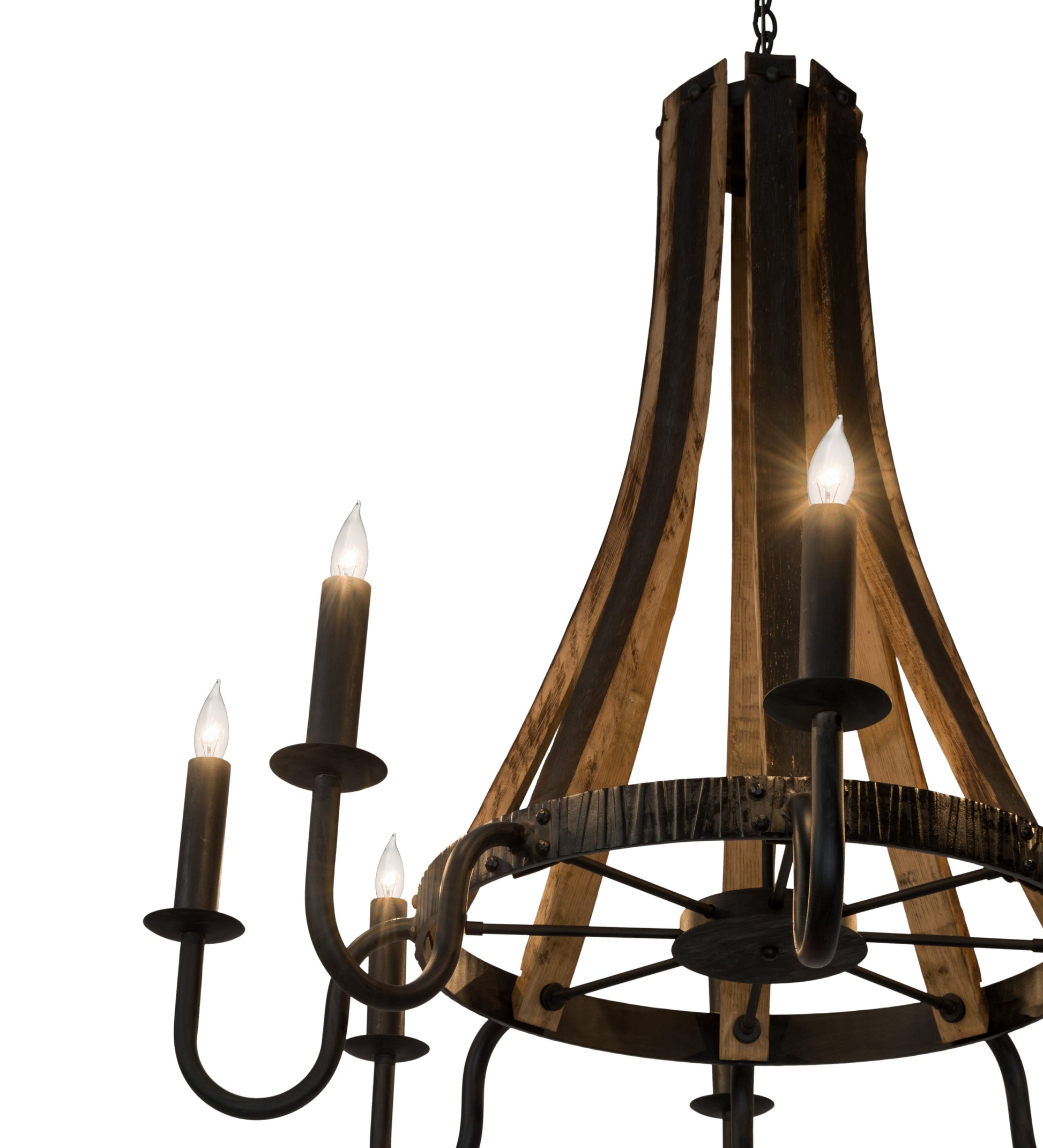 43" Barrel Stave Madera 8-Light Chandelier by 2nd Ave Lighting