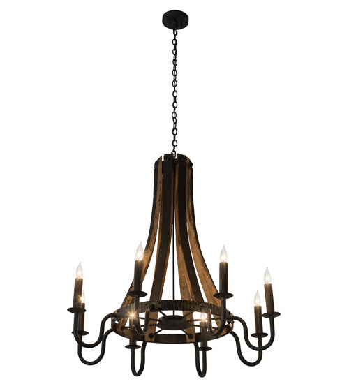 43" Barrel Stave Madera 8-Light Chandelier by 2nd Ave Lighting