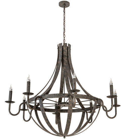 60" Barrel Stave Metallo 8-Light Chandelier by 2nd Ave Lighting