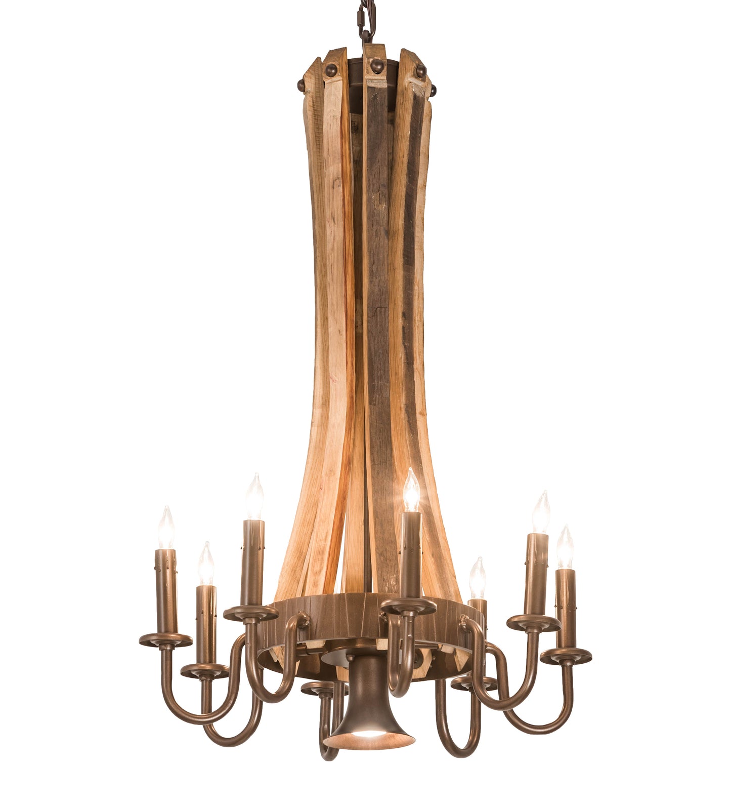 20" Barrel Stave Madera 8-Light Chandelier by 2nd Ave Lighting