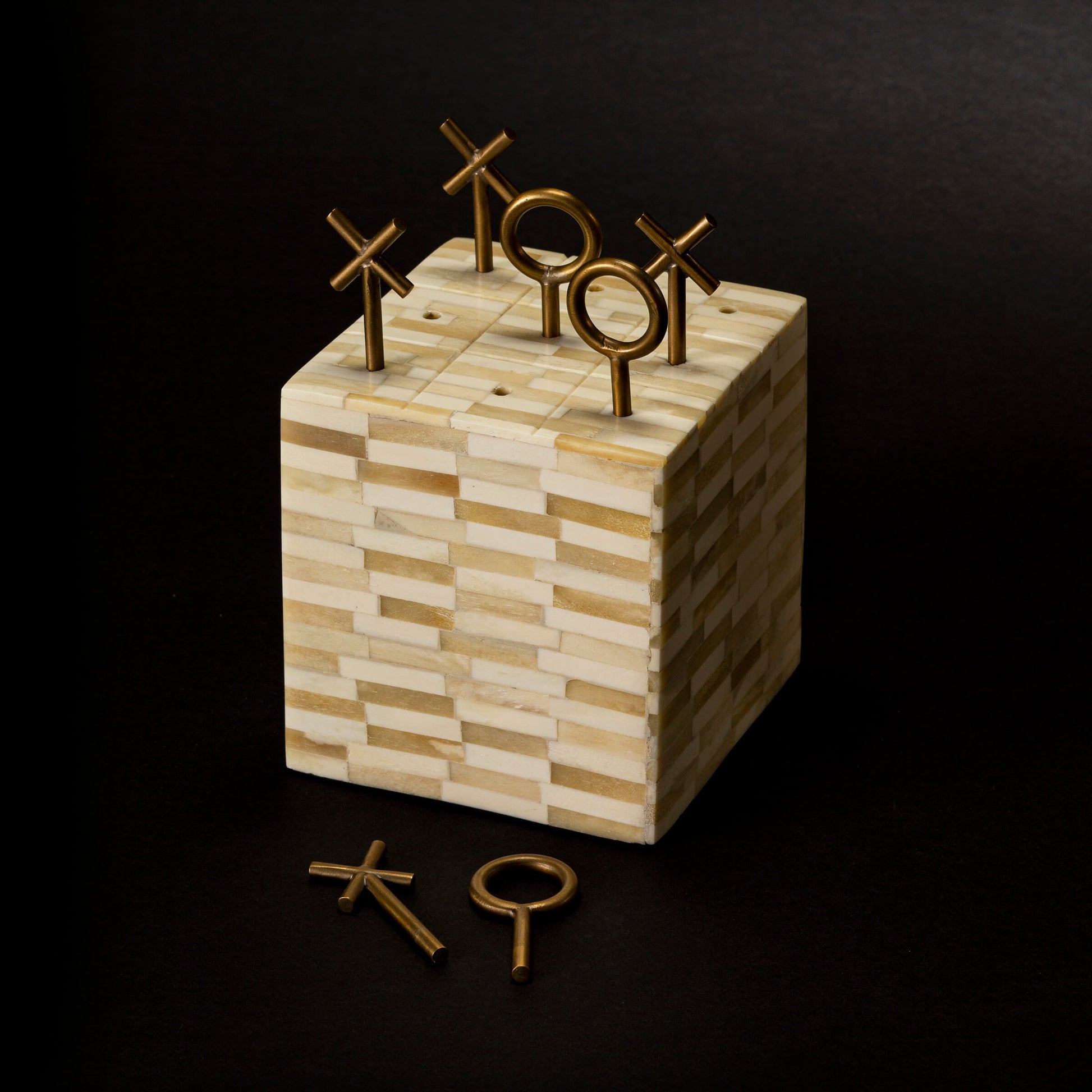 Regina Andrew Tic Tac Toe Block in Multi-Tone Bone