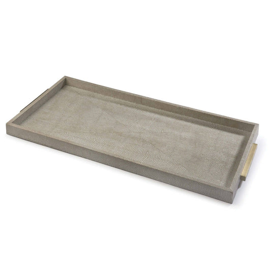 Regina Andrew Rectangle Shagreen Boutique Tray in Ivory Grey Python