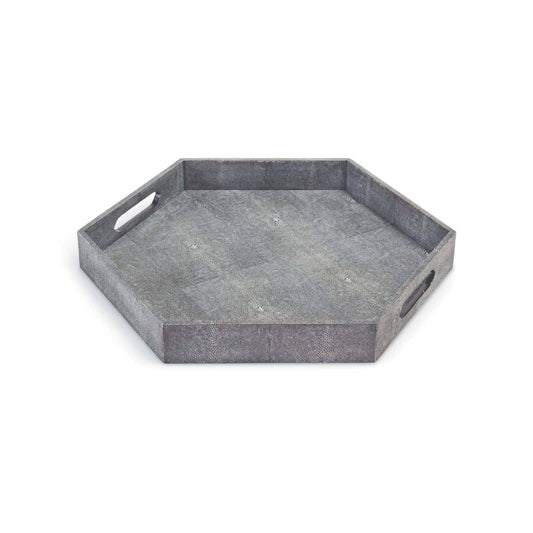 Regina Andrew Shagreen Hex Tray in Charcoal