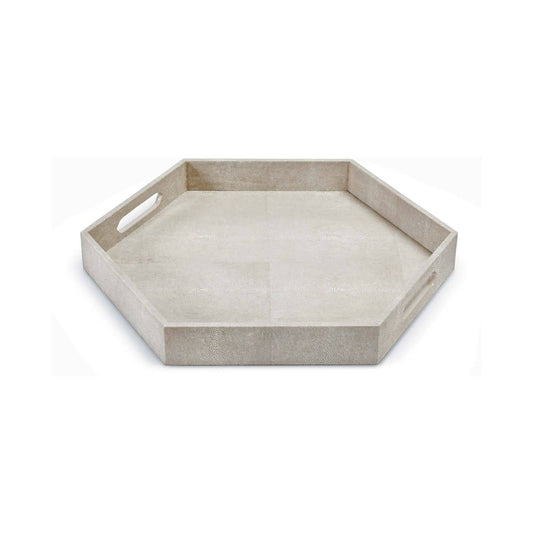 Regina Andrew Shagreen Hex Tray in Ivory Grey