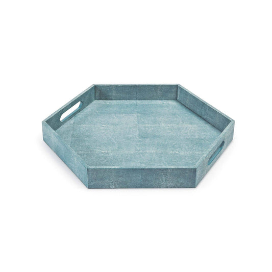 Regina Andrew Shagreen Hex Tray in Turquoise