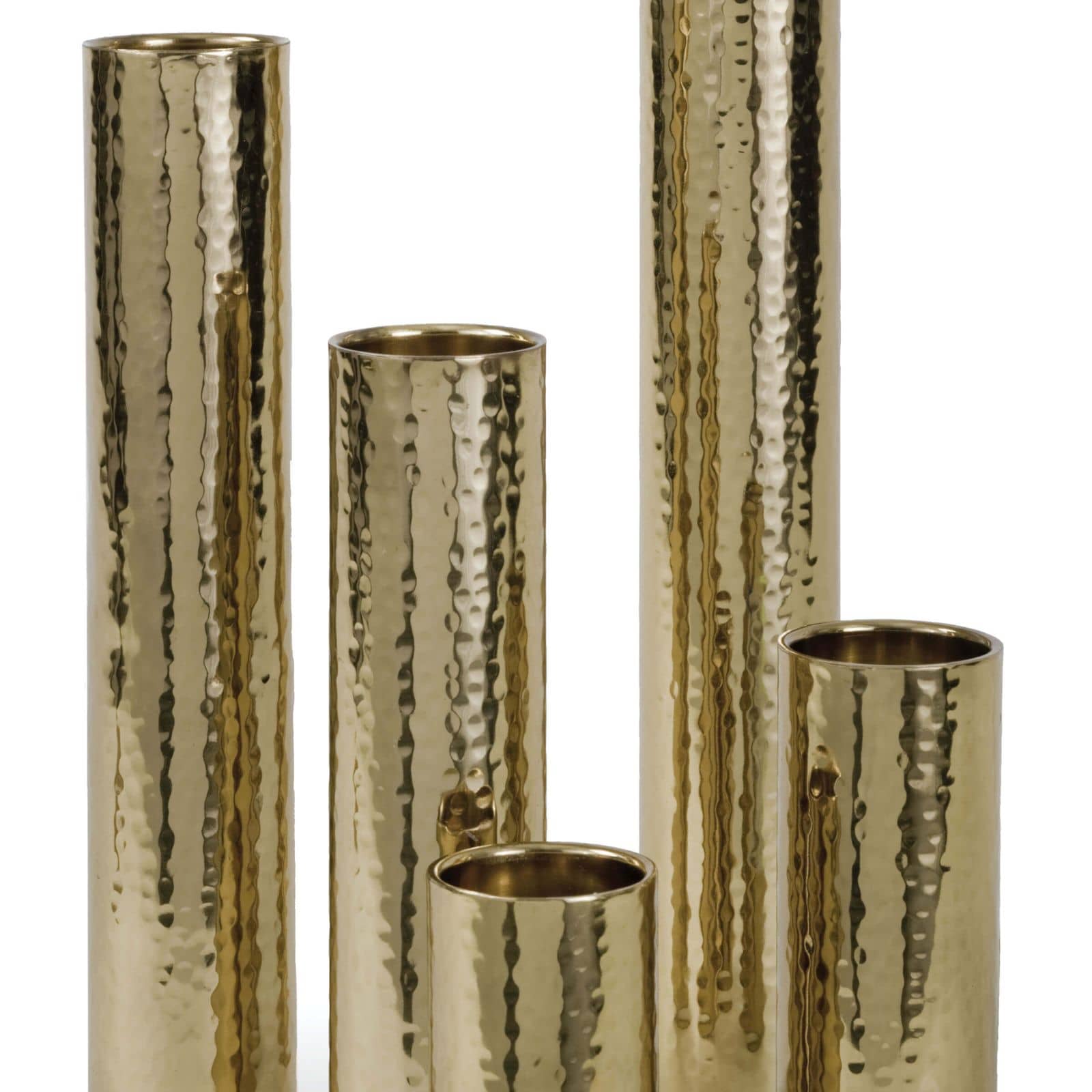 Regina Andrew Hammered Bud Vase Set in Polished Brass