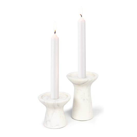 Regina Andrew Klein Marble Candle Holder Set in White