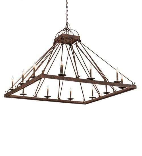 60" Square Retreat 12-Light Chandelier by 2nd Ave Lighting