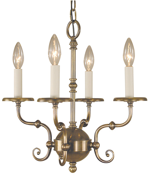 Framburg 4-Light Antique Brass Jamestown Mini Chandelier 2374-AB