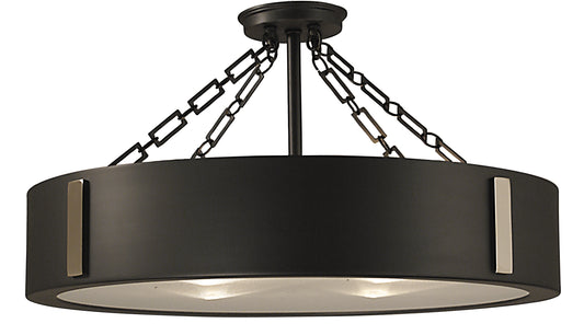 Framburg 4-Light Charcoal Polished Nickel Oracle Flush Semi-Flush Mount 2412-CH-PN