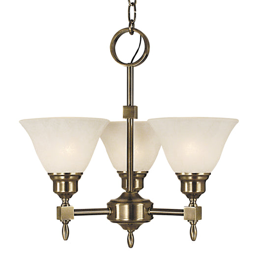 Framburg 3-Light Antique Brass Taylor Mini Chandelier 2438-AB-WH