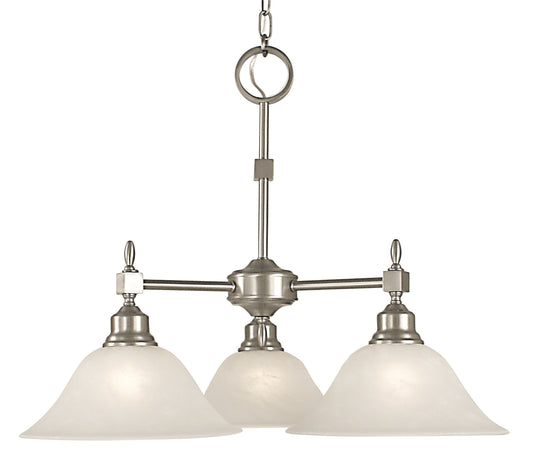 Framburg 3-Light Brushed Nickel Taylor Dinette Chandelier 2439-BN-WH