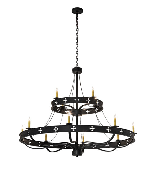 60" Byzantine 12-Light Two Tier Chandelier by 2nd Ave Lighting